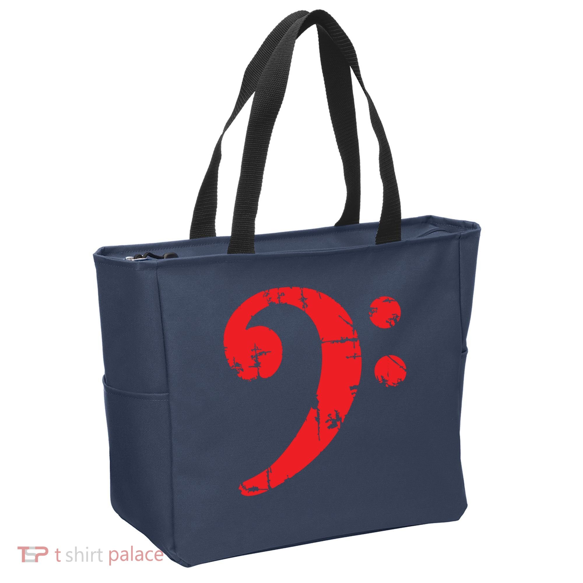 Bass Clef Antique Red Bass Players Tote Bag