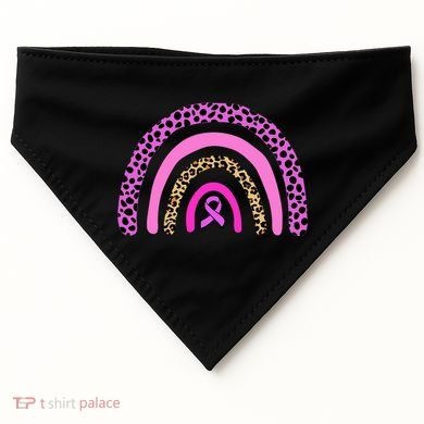 Breast Cancer Awareness Rainbow Leopard Design USA-Made Doggie Bandana