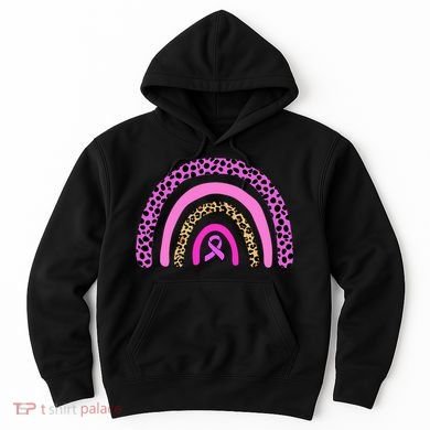 Breast Cancer Awareness Rainbow Leopard Design Hoodie