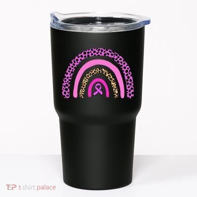 Breast Cancer Awareness Rainbow Leopard Design Tumbler