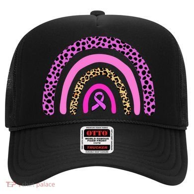 Breast Cancer Awareness Rainbow Leopard Design Hat