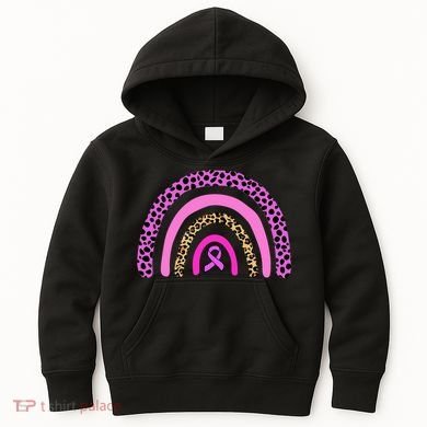 Breast Cancer Awareness Rainbow Leopard Design Kids Hoodie