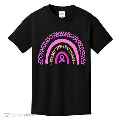 Breast Cancer Awareness Rainbow Leopard Design Kids T-Shirt