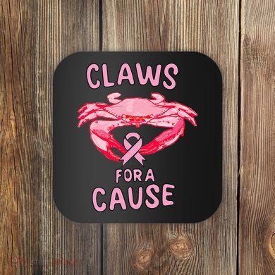 Breast Cancer Awareness Claws For A Cause Crab Coaster