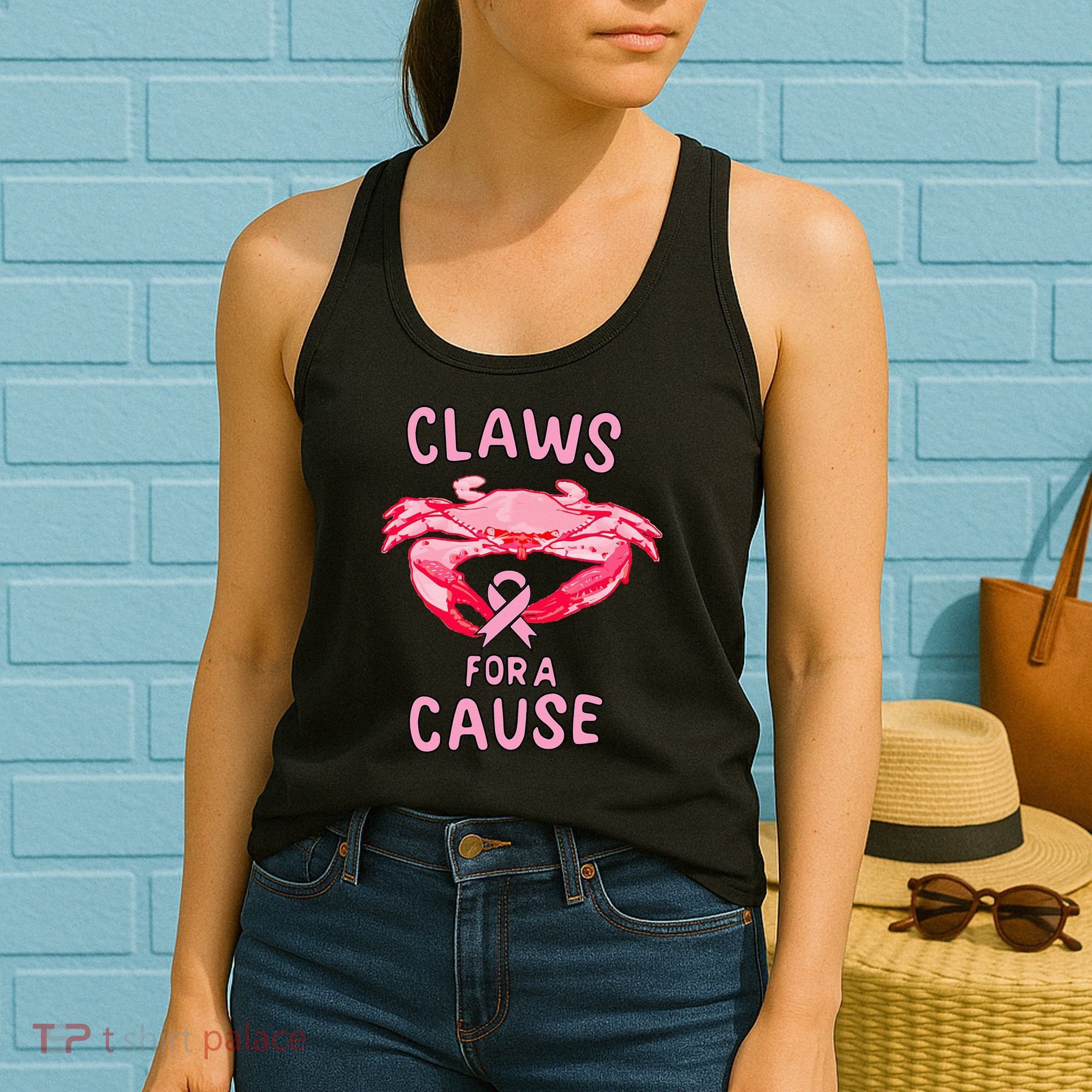 Breast Cancer Awareness Claws For A Cause Crab Women's Tank Top
