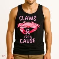 Breast Cancer Awareness Claws For A Cause Crab Tank Top thumb 3