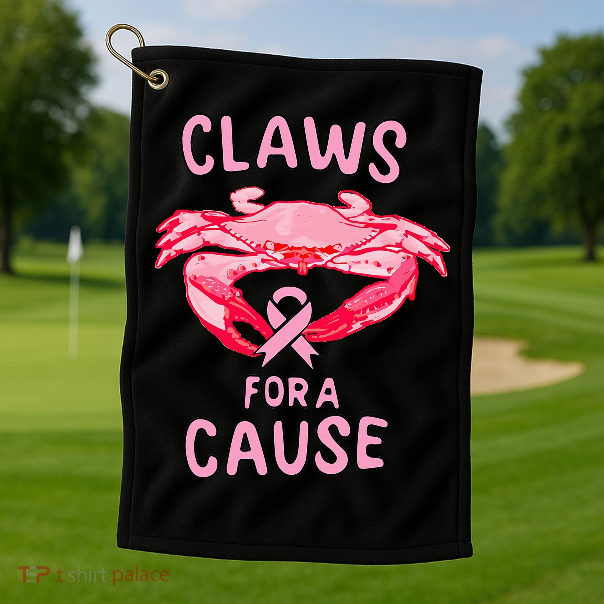 Breast Cancer Awareness Claws For A Cause Crab Golf Towel