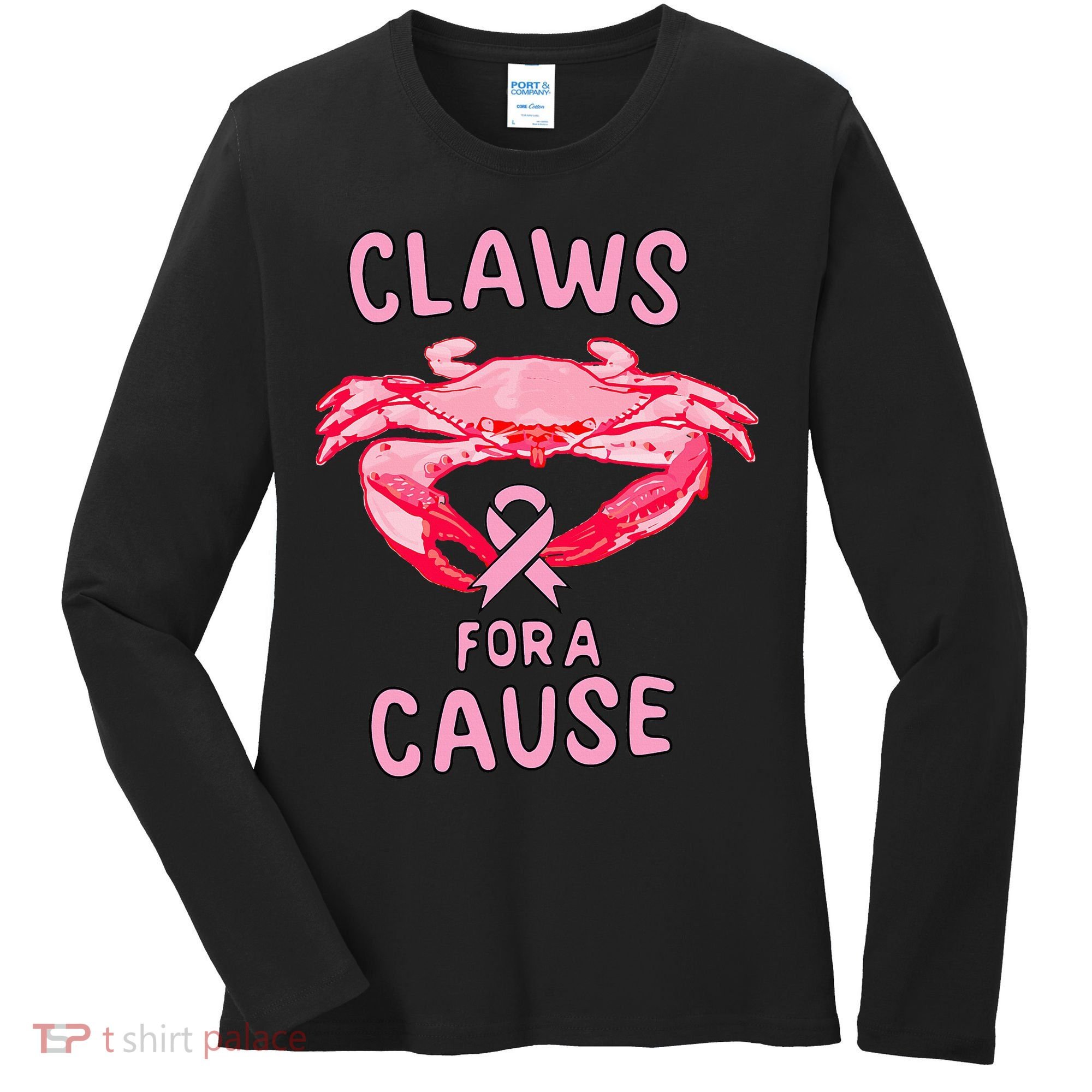 Breast Cancer Awareness Claws For A Cause Crab Women's Long Sleeve Shirt