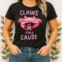 Breast Cancer Awareness Claws For A Cause Crab Women's T-Shirt thumb 2