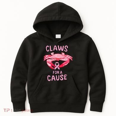 Breast Cancer Awareness Claws For A Cause Crab Kids Hoodie