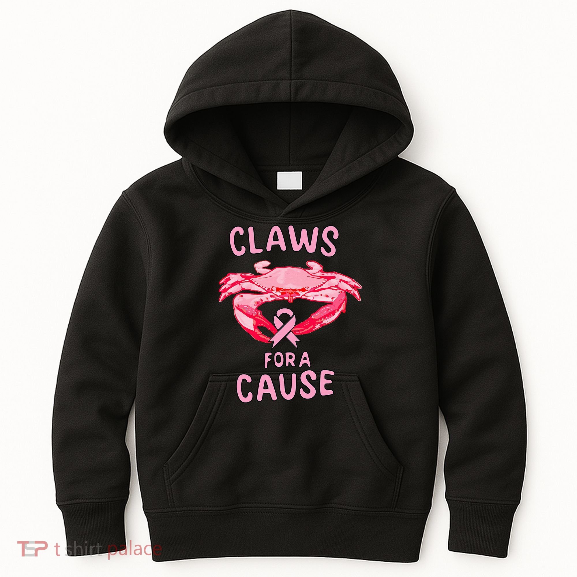 Breast Cancer Awareness Claws For A Cause Crab Kids Hoodie