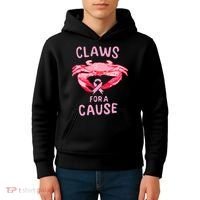 Breast Cancer Awareness Claws For A Cause Crab Kids Hoodie thumb 4