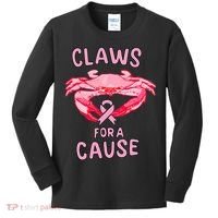 Breast Cancer Awareness Claws For A Cause Crab Kids Long Sleeve Shirt thumb 0