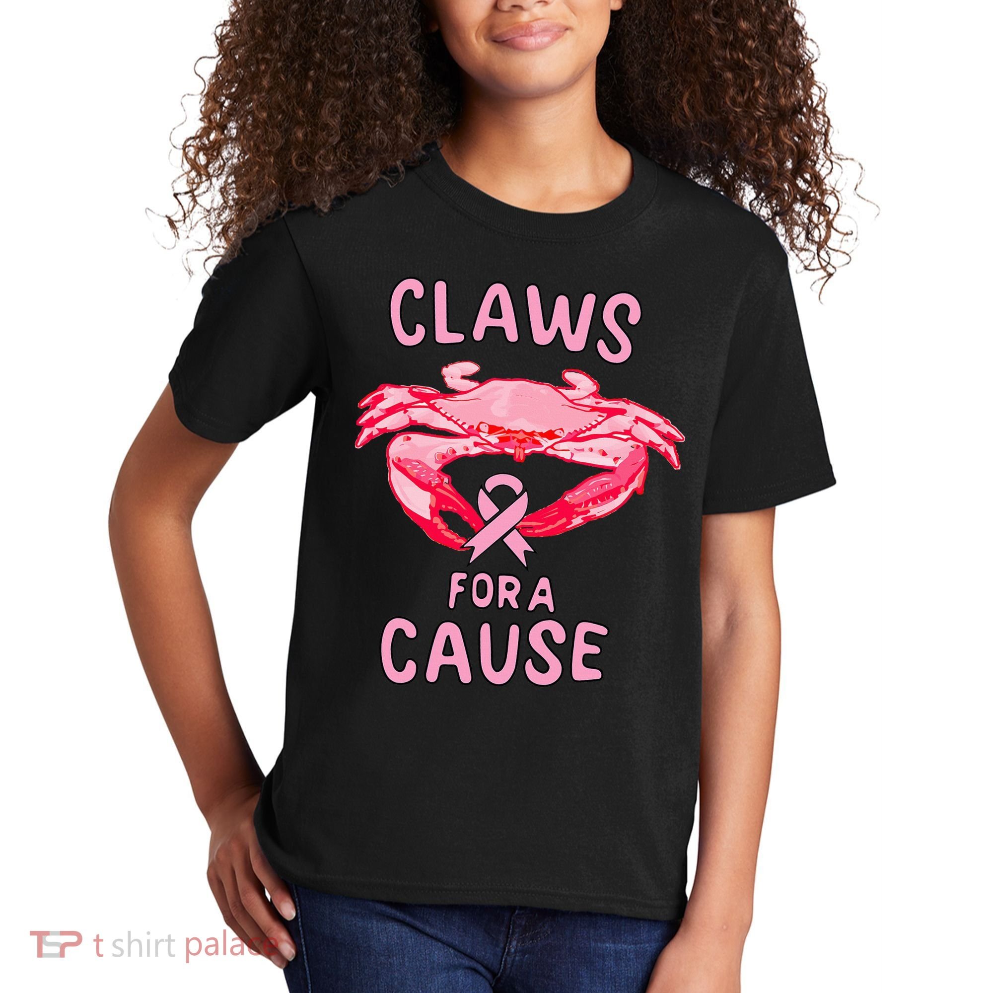 Breast Cancer Awareness Claws For A Cause Crab Kids T-Shirt