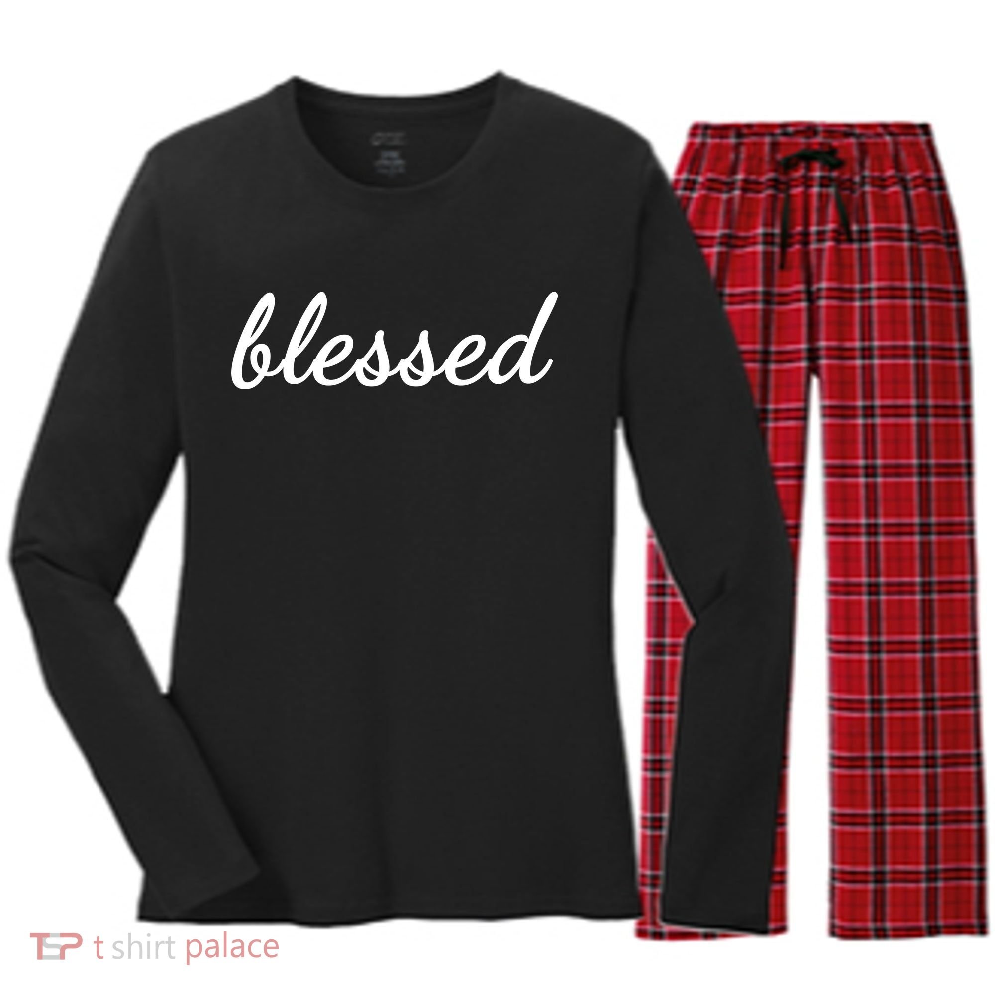 Blessed Christian Women's Long Sleeve Flannel Pajama Set 