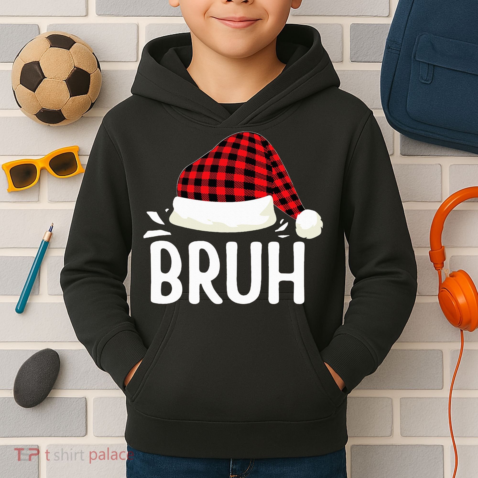 Bruh Christmas Kids Hoodie