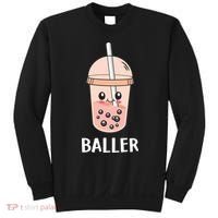 Baller Cat Boba Tea Bubble Tea Anime Kawaii Neko Strawberry Graphic Sweatshirt thumb 0