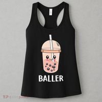 Baller Cat Boba Tea Bubble Tea Anime Kawaii Neko Strawberry Graphic Women's Tank Top thumb 3