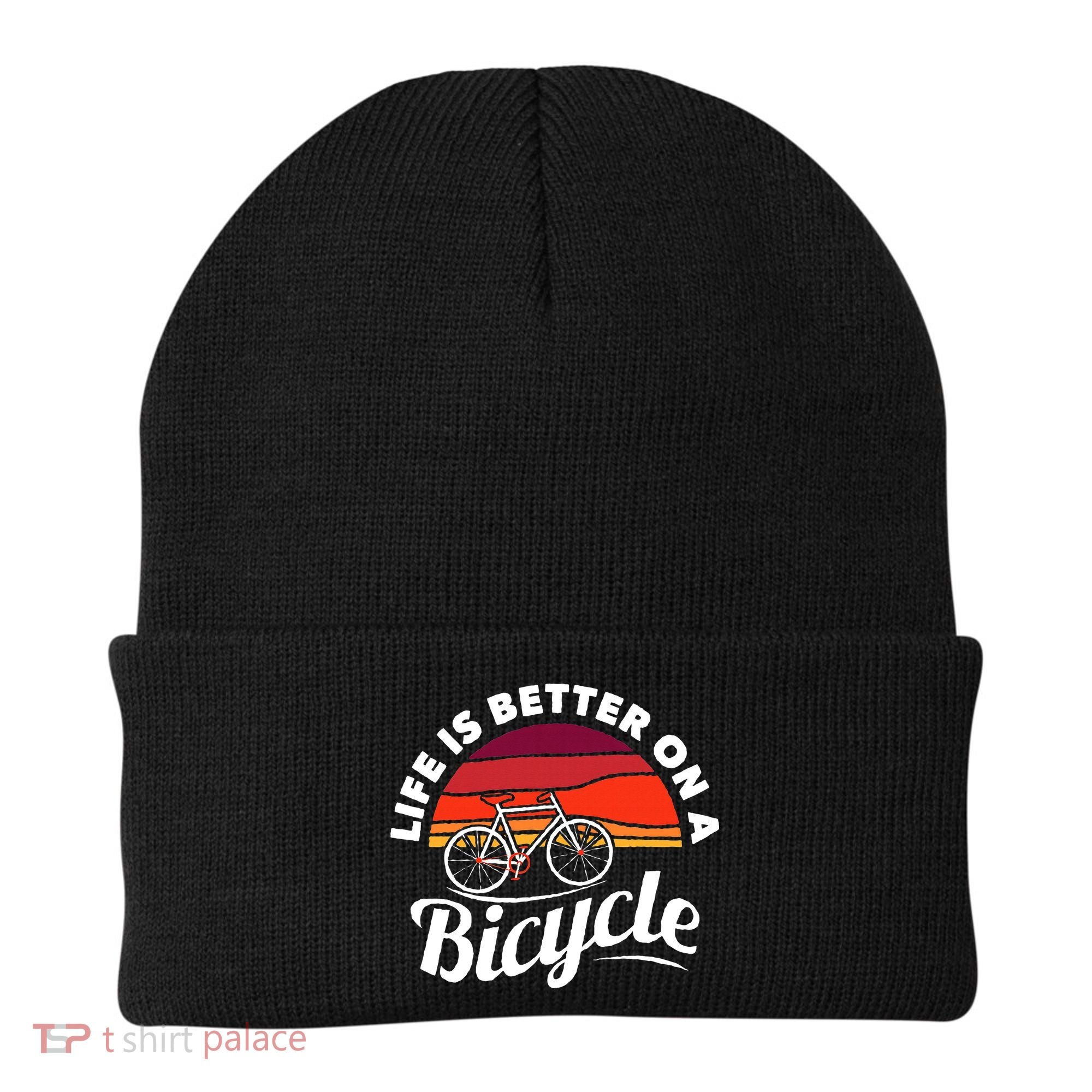 Bike Cycling Biking Cyclist Retro Theme Bicycle Quote Saying Beanie