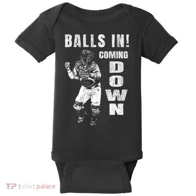Baseball Catcher - Balls In - Coming Down - Baseball Baby Bodysuit
