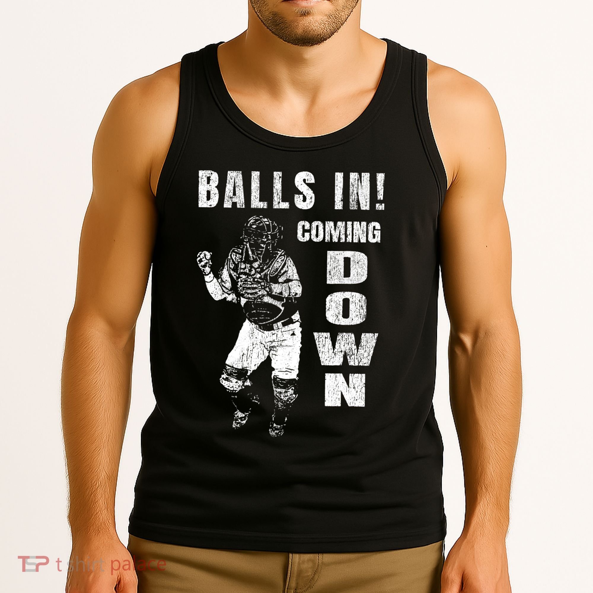 Baseball Catcher - Balls In - Coming Down - Baseball Tank Top
