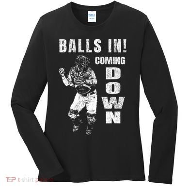 Baseball Catcher - Balls In - Coming Down - Baseball Women's Long Sleeve Shirt