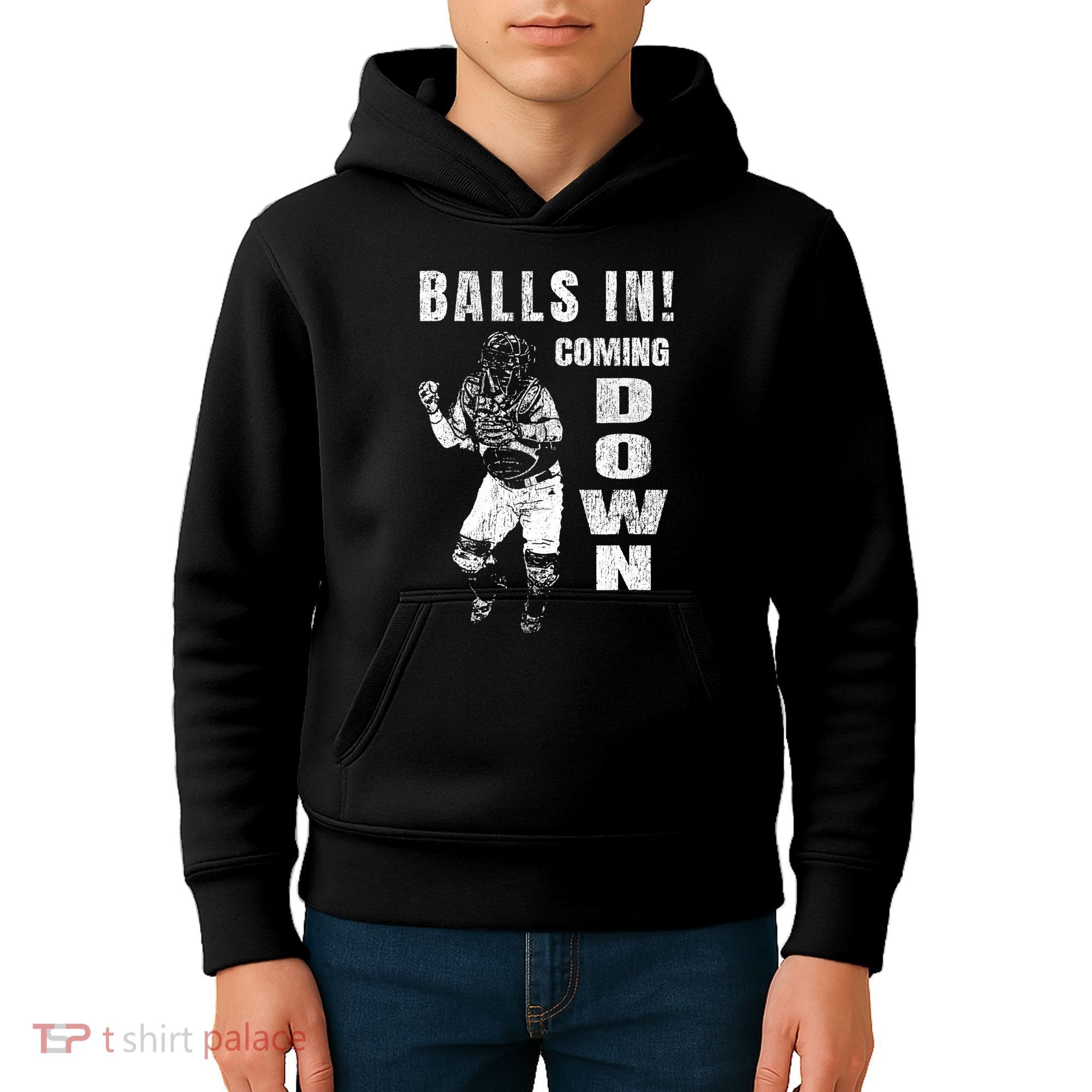 Baseball Catcher - Balls In - Coming Down - Baseball Kids Hoodie