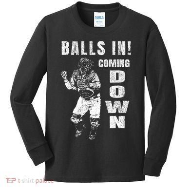Baseball Catcher - Balls In - Coming Down - Baseball Kids Long Sleeve Shirt
