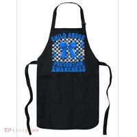 Blue Coquette Bow Child Abuse Awareness Ribbon Checkered Apron thumb 0