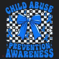 Blue Coquette Bow Child Abuse Awareness Ribbon Checkered Beanie thumb 2