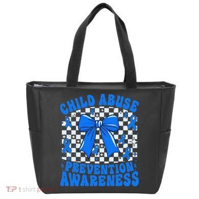 Blue Coquette Bow Child Abuse Awareness Ribbon Checkered Tote Bag