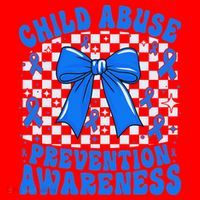 Blue Coquette Bow Child Abuse Awareness Ribbon Checkered Santa Hat thumb 1