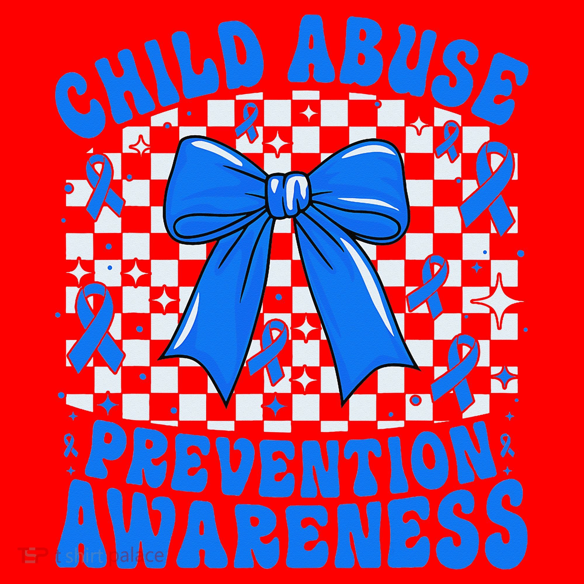 Blue Coquette Bow Child Abuse Awareness Ribbon Checkered Santa Hat