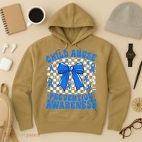 Blue Coquette Bow Child Abuse Awareness Ribbon Checkered Hoodie thumb 3