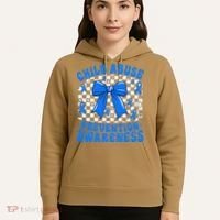 Blue Coquette Bow Child Abuse Awareness Ribbon Checkered Hoodie thumb 5