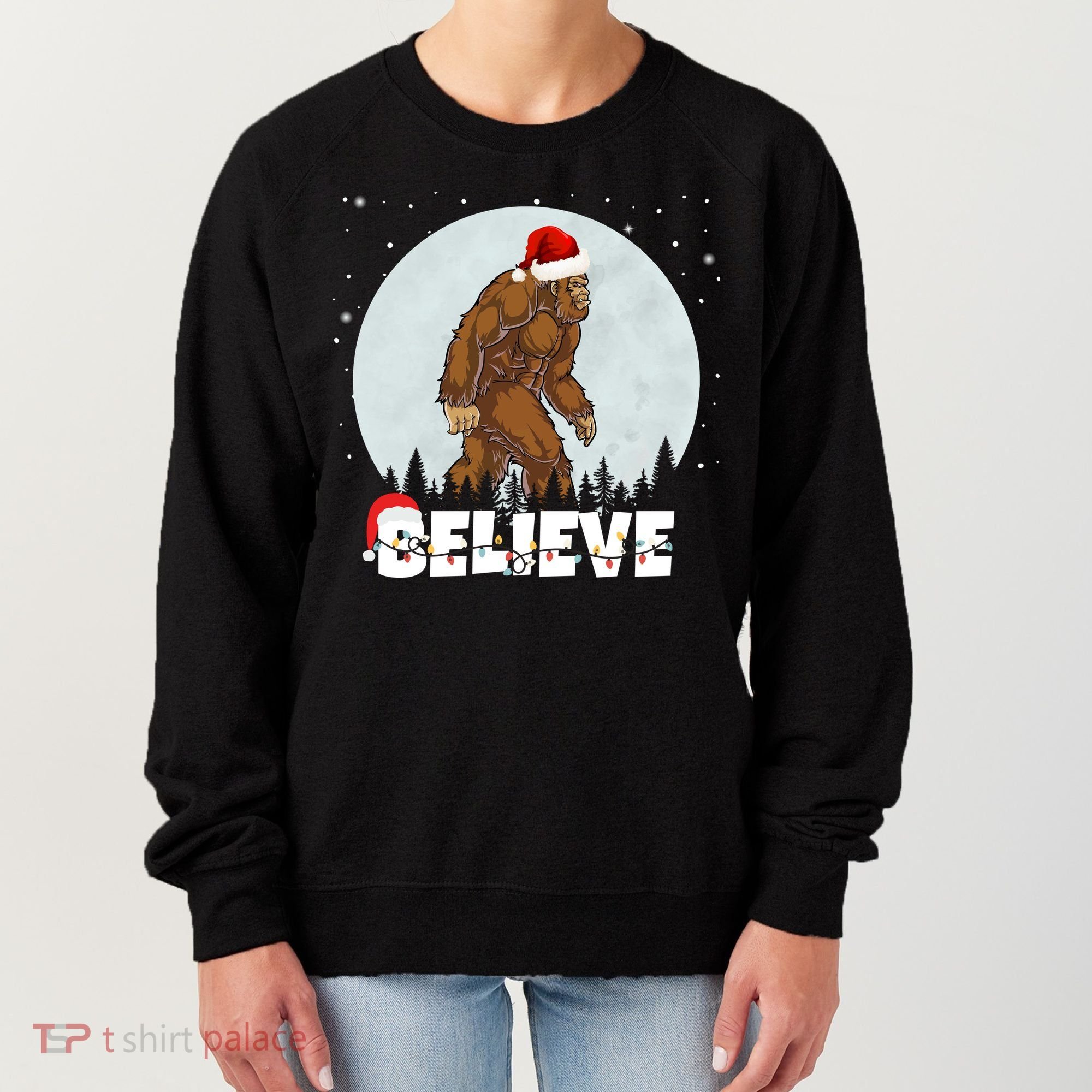 Believe Christmas Bigfoot Holiday Women's Sweatshirt