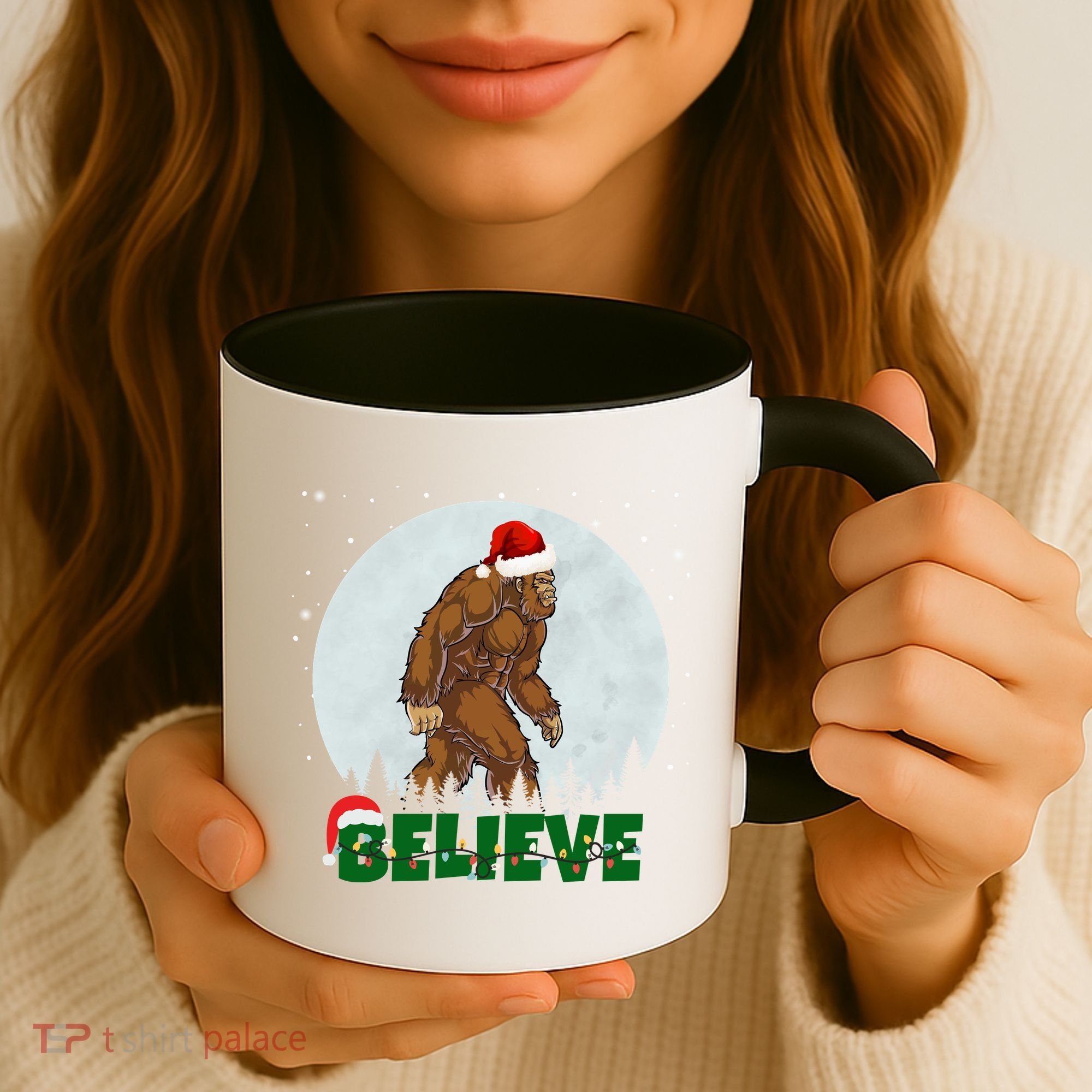 Believe Christmas Bigfoot Holiday Coffee Mug
