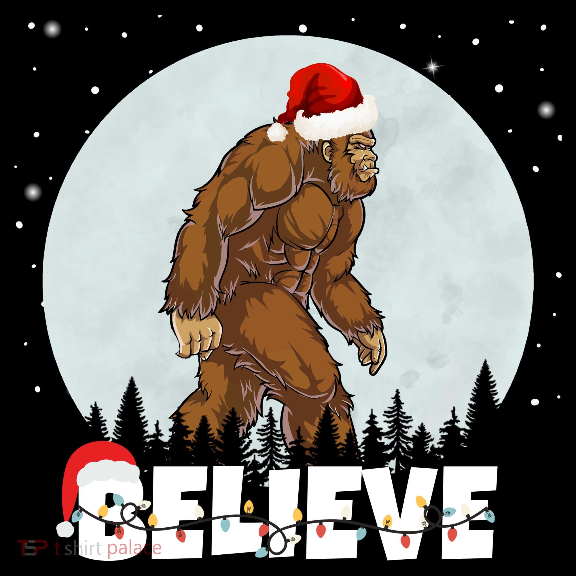 Believe Christmas Bigfoot Holiday Women's Hoodie