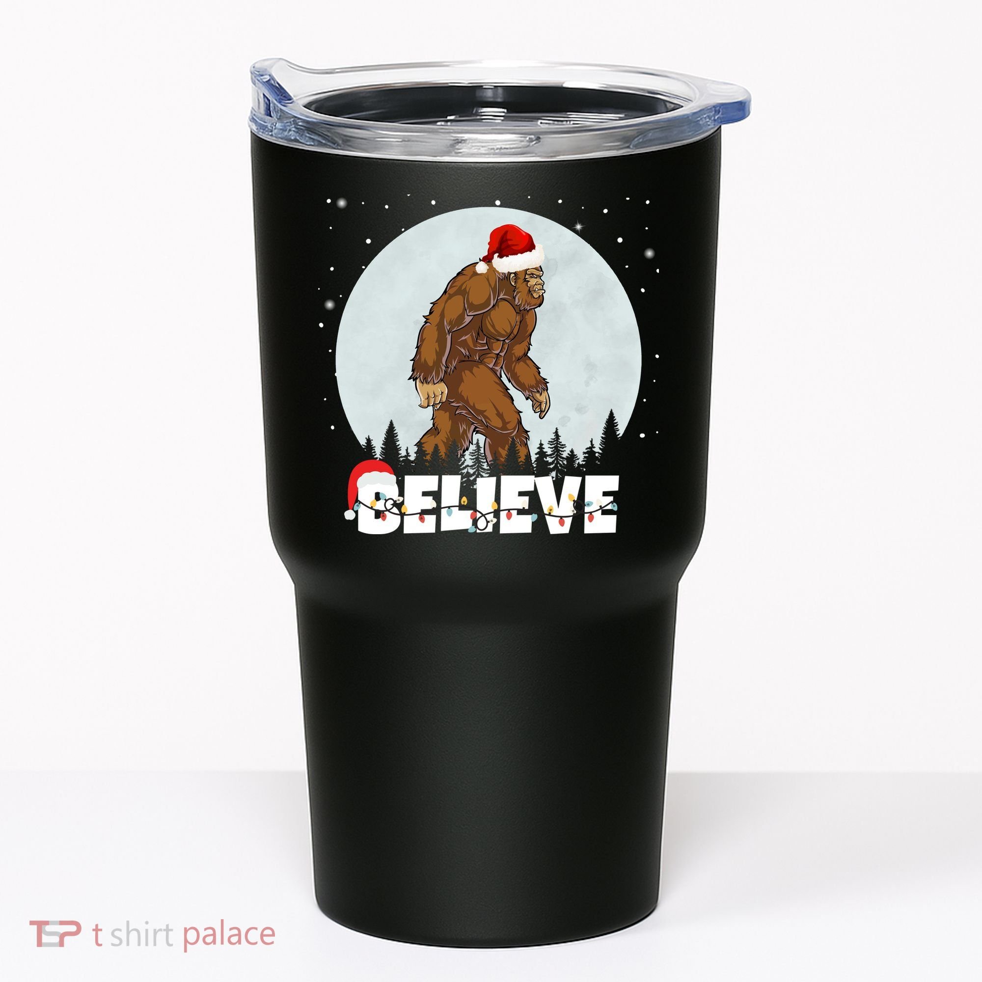 Believe Christmas Bigfoot Holiday Tumbler