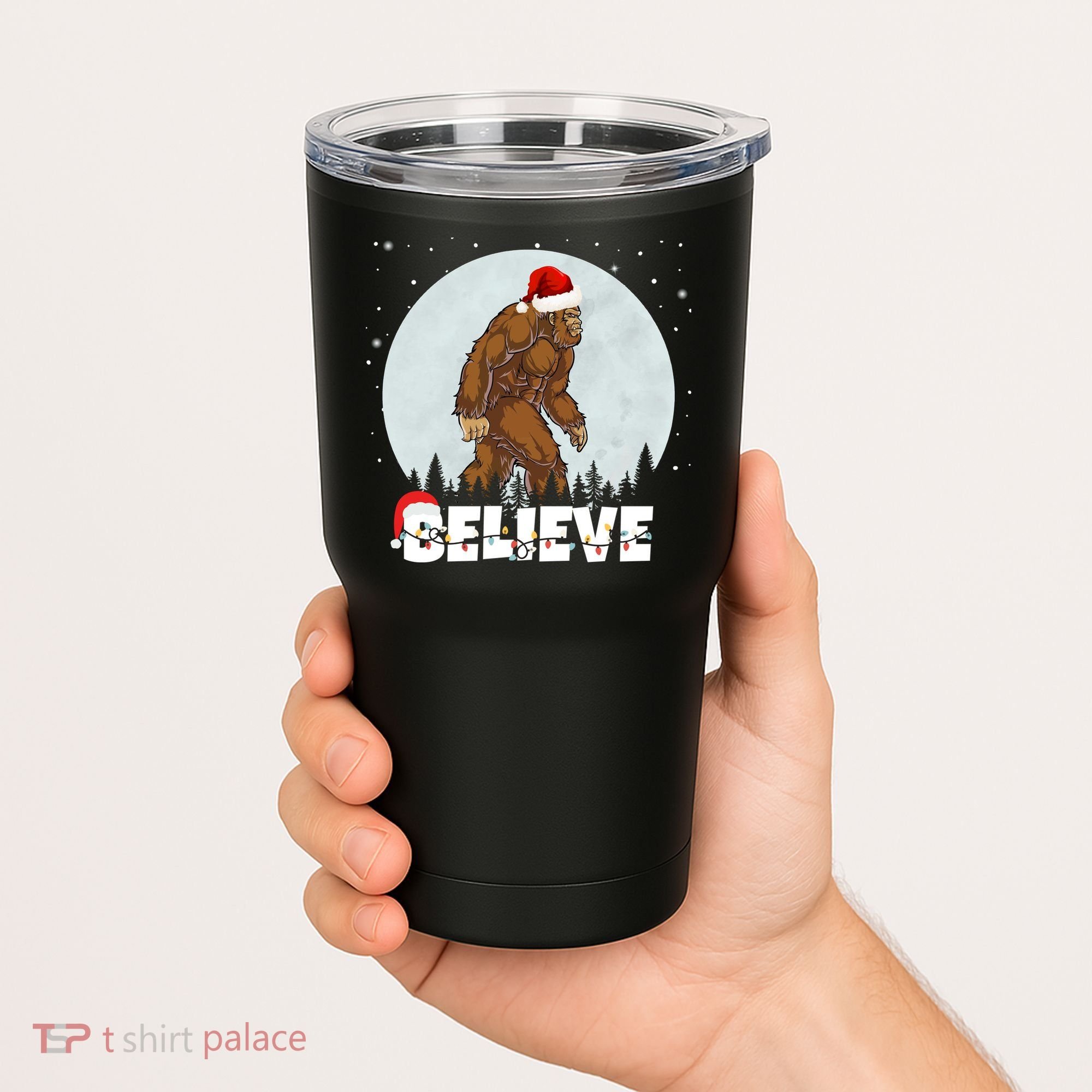 Believe Christmas Bigfoot Holiday Tumbler