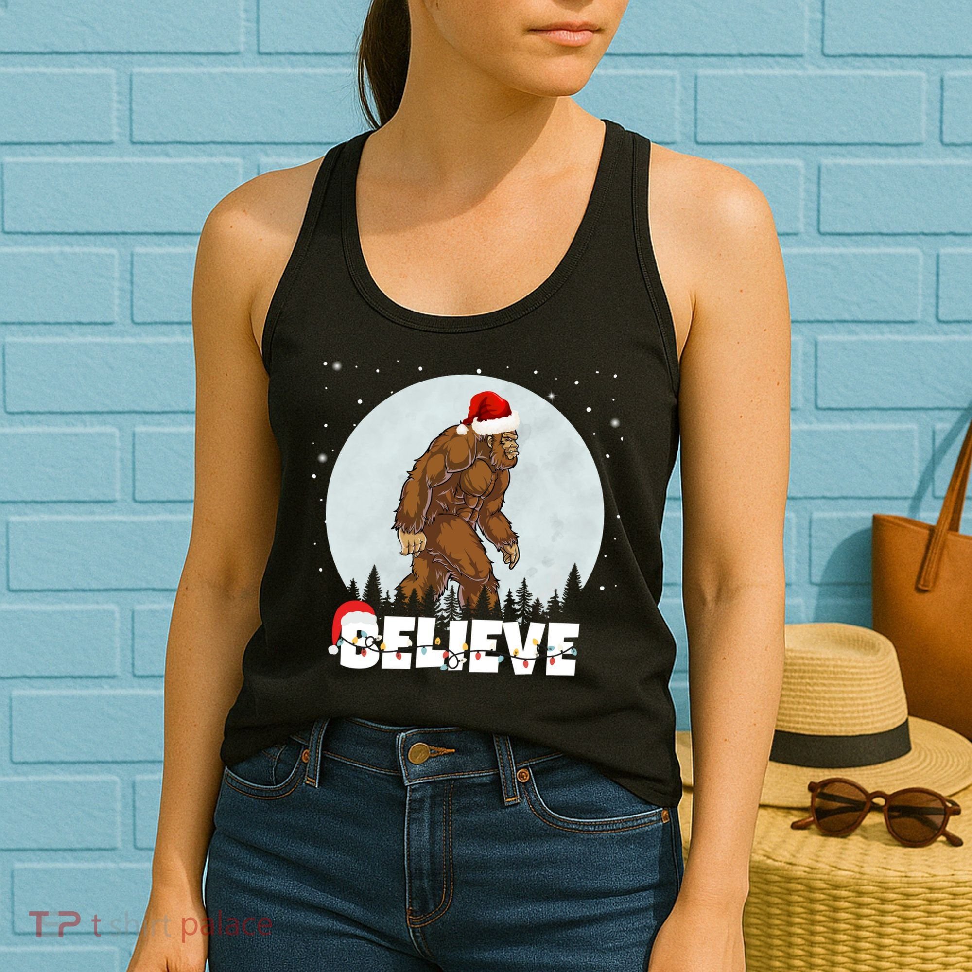 Believe Christmas Bigfoot Holiday Women's Tank Top