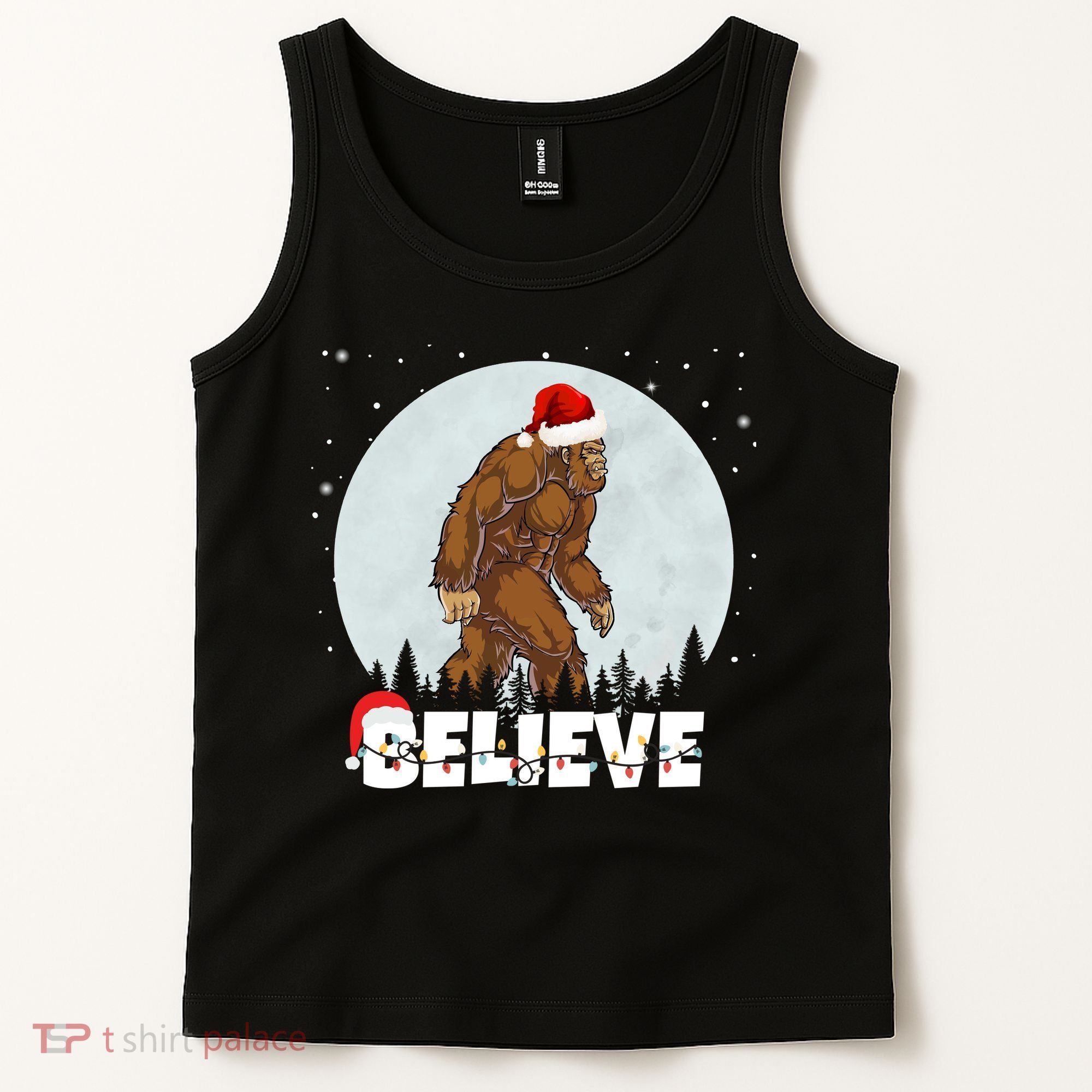 Believe Christmas Bigfoot Holiday Tank Top