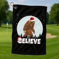 Believe Christmas Bigfoot Holiday Golf Towel thumb 1