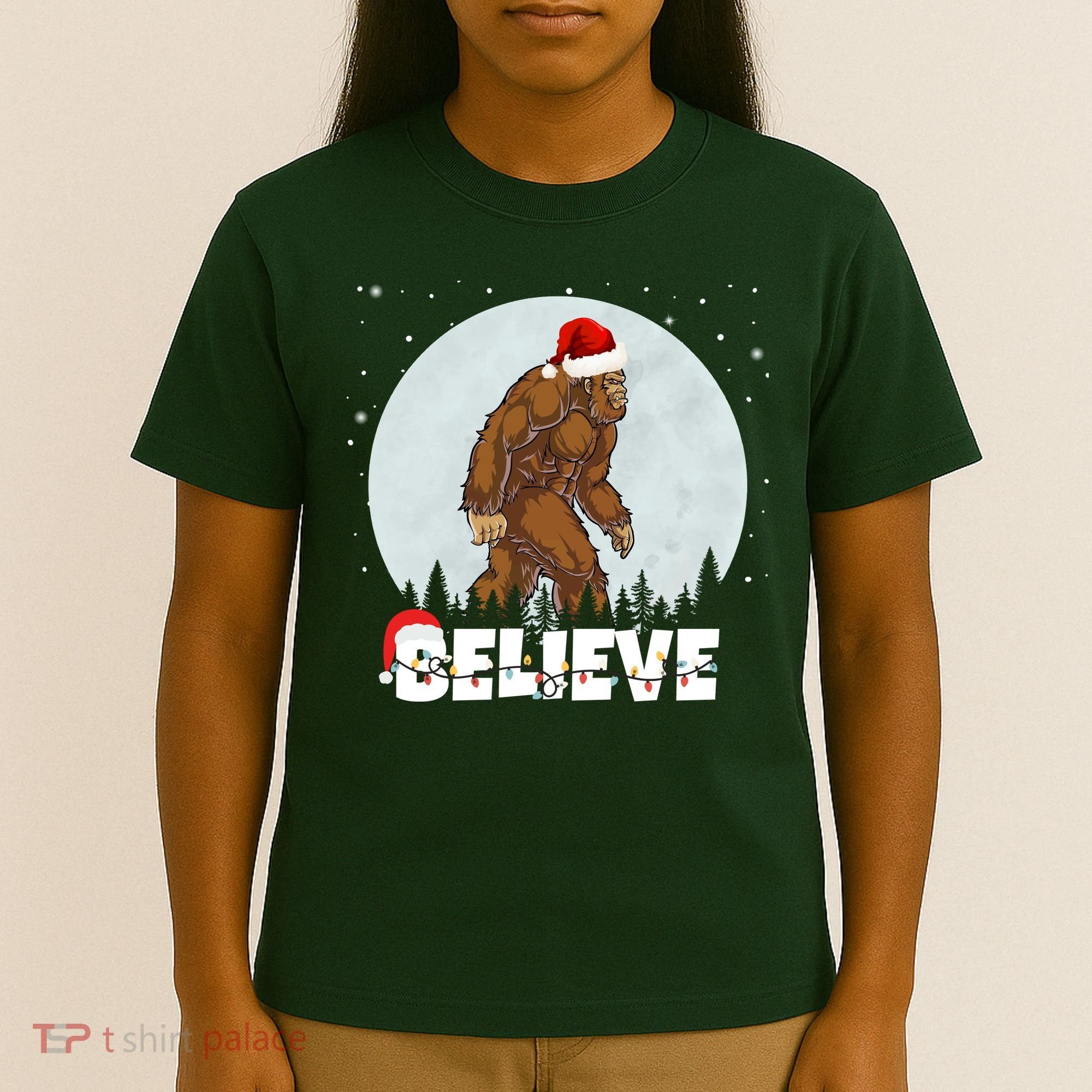 Believe Christmas Bigfoot Holiday T-Shirt