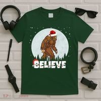 Believe Christmas Bigfoot Holiday T-Shirt thumb 5