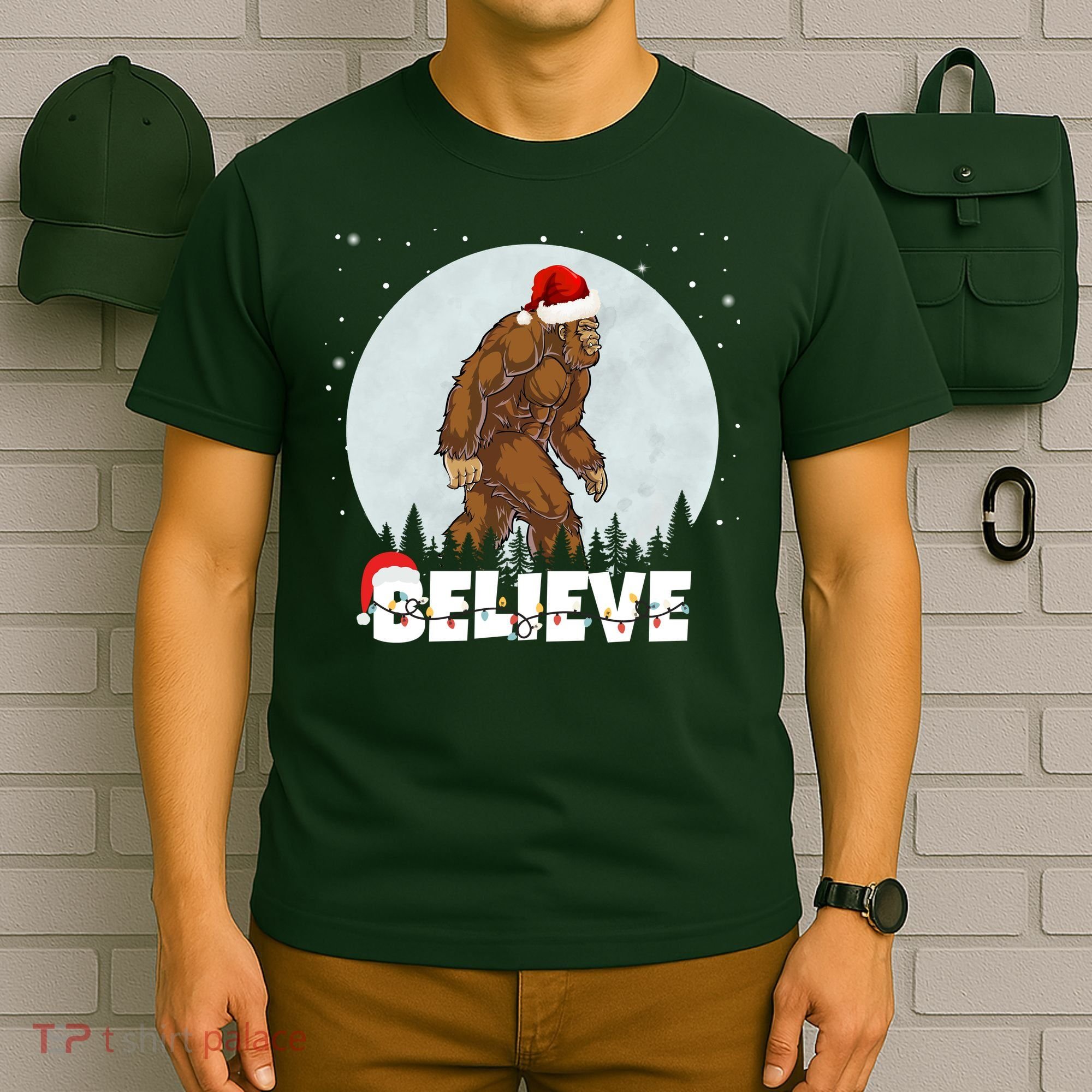 Believe Christmas Bigfoot Holiday T-Shirt