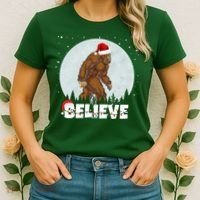 Believe Christmas Bigfoot Holiday Women's T-Shirt thumb 2