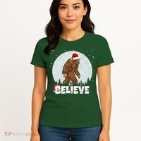 Believe Christmas Bigfoot Holiday Women's T-Shirt thumb 4