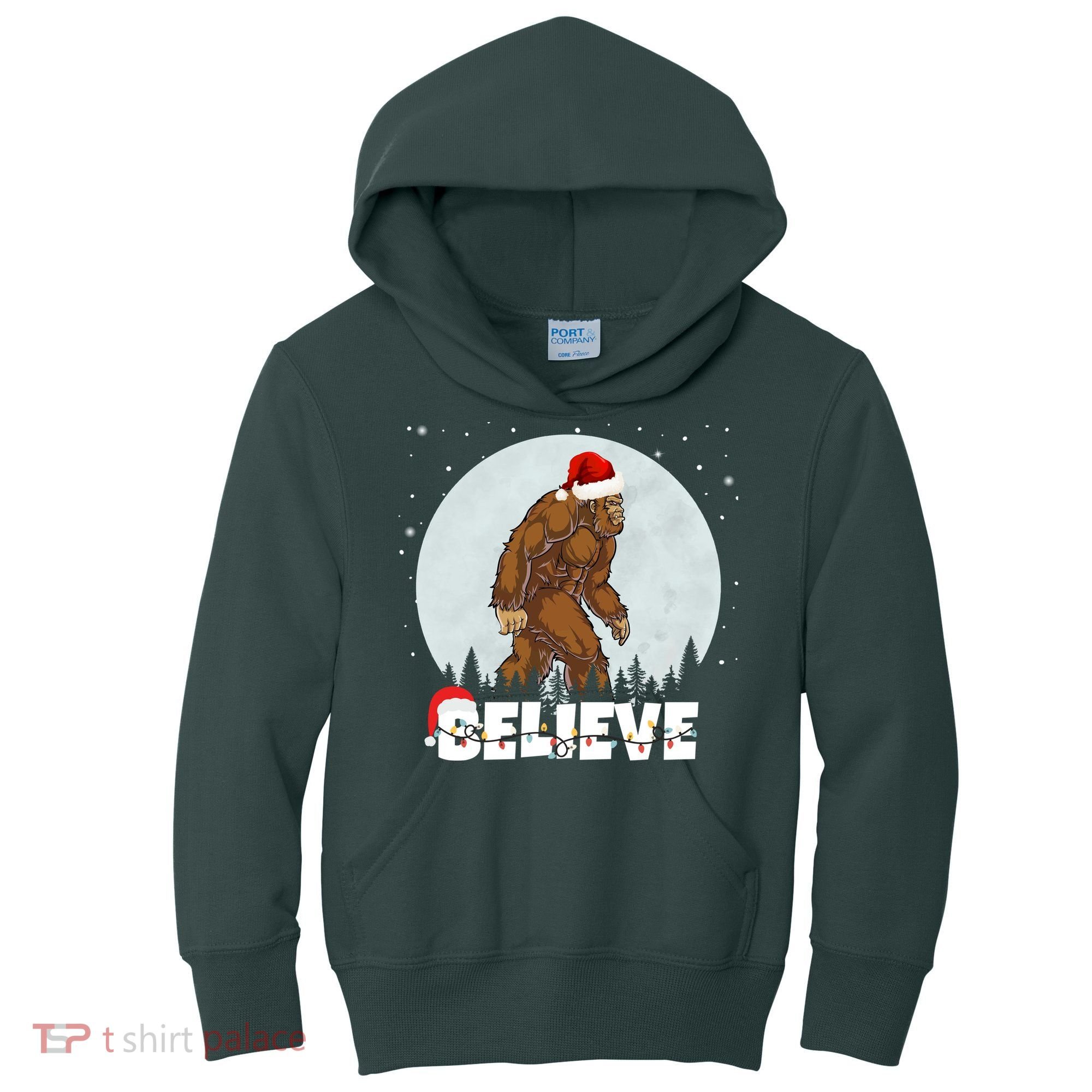 Believe Christmas Bigfoot Holiday Kids Hoodie