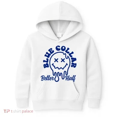 Blue Collar Better Half Funny Kids Hoodie